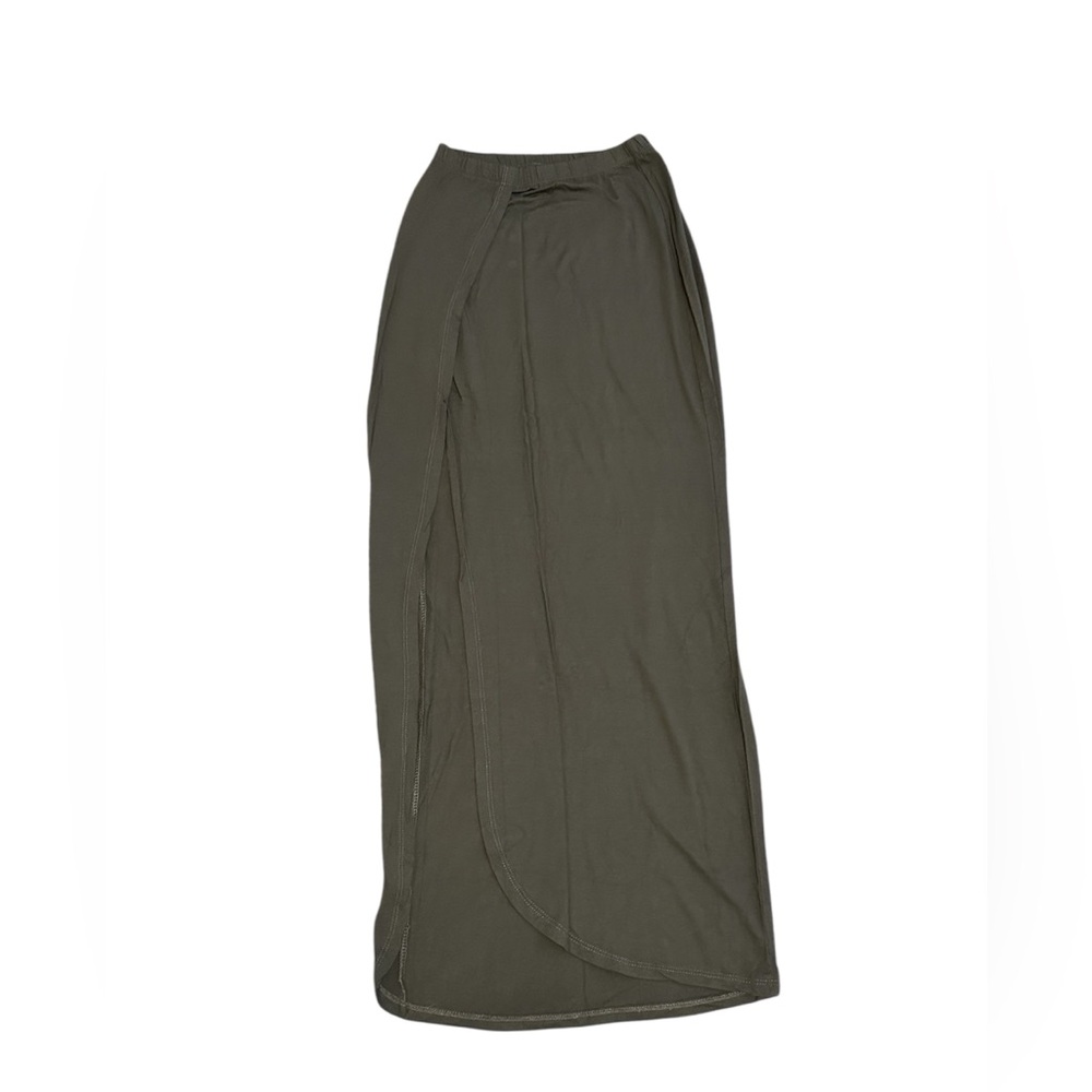 Mac Fly Olive Green Maxi Skirt High Waisted Side Slit Minimalist Bodycon Skirt S